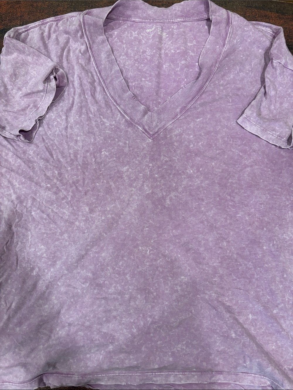 aerie Lavender Distressed Mineral Wash Tee